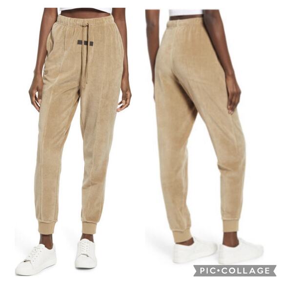 Essentials Fear of God Women's Oak Tan Velour Joggers Sweatpants Size XXS - Picture 1 of 13